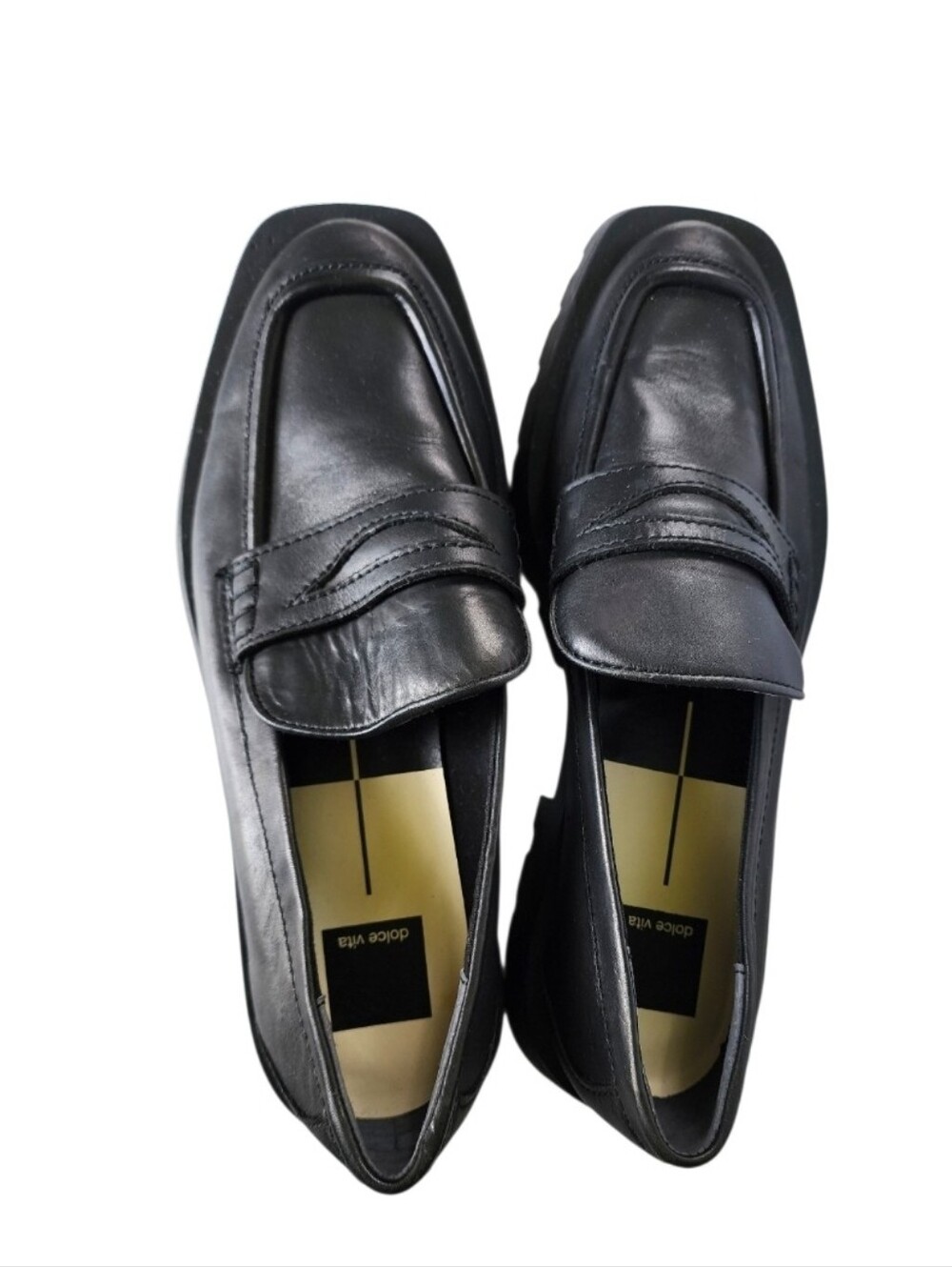 Dolce Vita Elias Chunky Black Leather Penny Loafers - Picture 7 of 8
